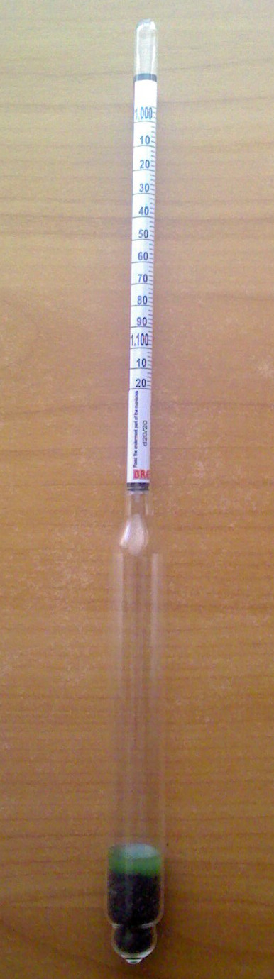 Хидрометър (захаромер) - 0-28% Плато с две скали - Кликнете на изображението, за да го затворите